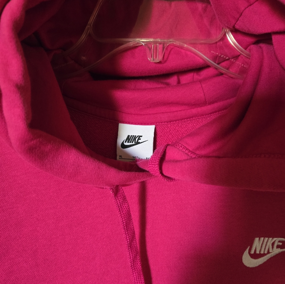 Nike Hot Pink Pullover Hoodie with White Swoosh - Picture 2 of 4
